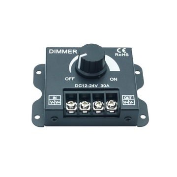 ŚCIEMNIACZ LED MANUALNY 30A 360W dla 12V 720W dla 24V METALOWY Z POKRĘTŁEM
