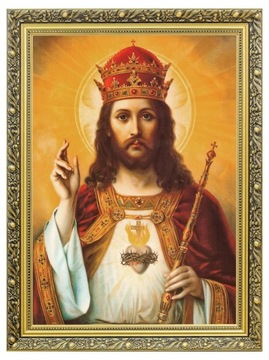 JEZUS CHRYSTUS KRÓL | OBRAZ NA PŁÓTNIE | RAMA ZDOBIONA 60x80