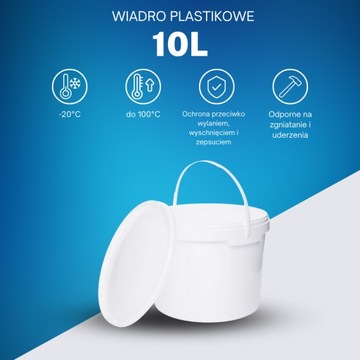 10 пластиковых ведер 10 литров белого цвета для ЕДЫ