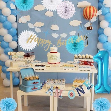 DEKORACJA NA PIERWSZE URODZINKI NIEBIESKA MIX