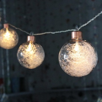 Lampki COTTON BALLS świecące szklane kule BOMBKI 8szt girlanda świetlna LED