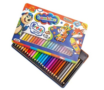 BAMBINO GRUBE KREDKI W METALOWYM PUDEŁKU 26 KOLORY
