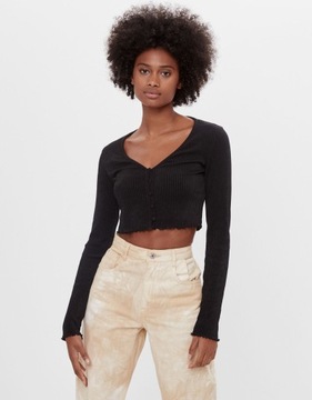 BERSHKA_KRÓTKI PRĄŻKOWANY SWETEREK 65938138 R,L