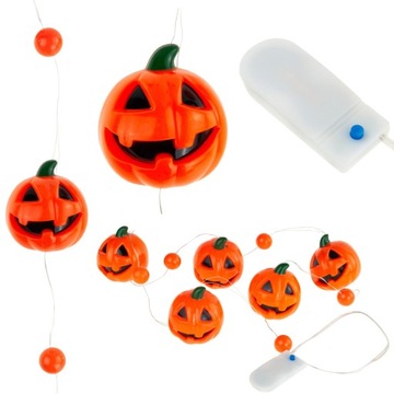 ŚWIECĄCA GIRLANDA HALLOWEEN LED ŁAŃCUCH DYNIA ŚWIECĄCA 5SZT LAMPKI DYNIE