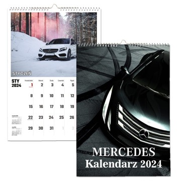 KALENDARZ ŚCIENNY NA ROK 2024 MERCEDES WIELOPLANSZOWY A4