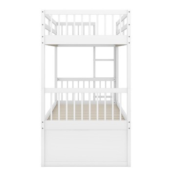 Кровать двухъярусная 90х200 см, детская кровать с лестницей, 3 ящика, белый