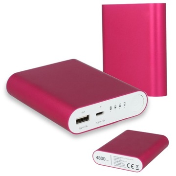 HYKKER Power Bank USB KABEL 4800 mAh czerwony POWERBANK PRZENOŚNY