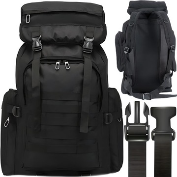PLECAK WOJSKOWY TAKTYCZNY HARCERSKI MILITARNY SURVIVAL 50L POJEMNY CZARNY