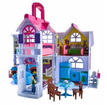 БОЛЬШОЙ СКАЗОЧНЫЙ КУКОЛЬНЫЙ ДОМИК ВИЛЛА МЕБЕЛЬ ДЛЯ ВСЕЙ СЕМЬИ СОБАКА СКЛАДНАЯ ПЛАСТИКОВАЯ