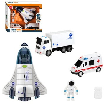 DUŻY ZESTAW KOSMOS RAKIETA STATEK KOSMICZNY Ambulans Ciężarówka Kosmonauta