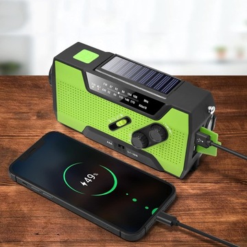 РУЧНАЯ РУЧКА С СОЛНЕЧНЫМ РАДИО FM-РАДИО АВАРИЙНЫЙ СВЕТОДИОДНЫЙ ФАКАР 2000 мАч