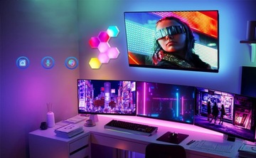 СВЕТОДИОДНЫЕ МОДУЛЬНЫЕ СЕНСОРНЫЕ НАСТЕННЫЕ СВЕТИЛЬНИКИ 10 ШТ. RGB ПРИЛОЖЕНИЕ ДИСТАНЦИОННОЕ УПРАВЛЕНИЕ