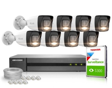Zestaw do monitoringu HiLook NVR-8CH-4MP/8P, 8x IPCAM-B4-30DL, 1TB, Przewód
