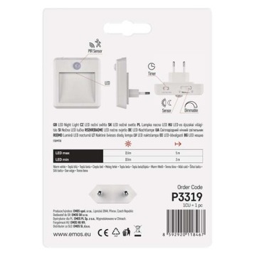 Emos P3319 Светодиодный ночник на розетку 230 В