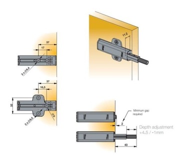 Odbojnik PUSH LATCH TITUS, ŁATWY MONTAŻ + MAGNES