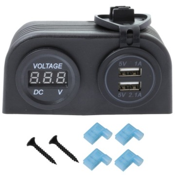 ЗАРЯДНОЕ УСТРОЙСТВО 2x USB 2.1A 1A LCD ВОЛЬТОМЕТР