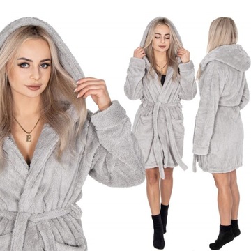 ХАЛАТ ЖЕНСКИЙ ТЕПЛЫЙ С КАПЮШОНОМ R.L/XL, ЗАВЯЗЫВАЕМЫЙ НА ТАЛИИ, ТОЛСТЫЙ, ДЛИННЫЙ, МЯГКИЙ