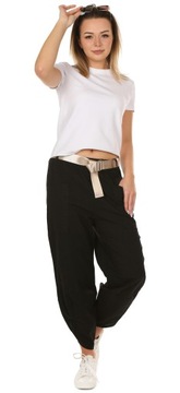 F671 ЛЬНЯНЫЕ БРЮКИ 7/8 Тюльпаны