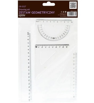 Zestaw geometryczny transparent, linijka 20 cm