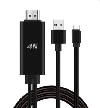 Видеокабель от USB TYPE-C к HDMI 1,8м + зарядка Изображение экрана 4К с телефона
