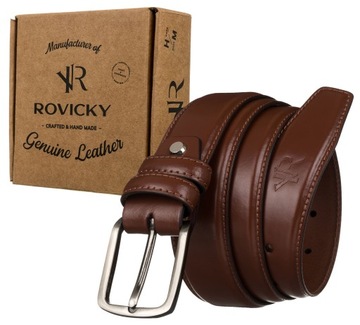 Rovicky męski klasyczny pasek ze skóry naturalnej