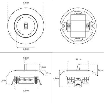 Выключатель одинарный с рамкой БЕЛЫЙ лофт ретро ПРЛ
