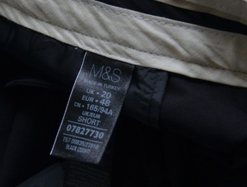 Spodnie materiałowe eleganckie proste 68% wełna czarne wełniane M&S 48