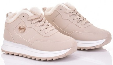 СНЕЖНЫЕ БОТИНКИ ЖЕНСКИЕ УТЕПЛЕННЫЕ, БЕЖЕВЫЕ, МОДНЫЕ