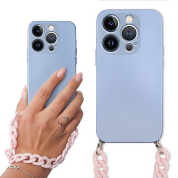 Etui Metalic Niebieski do IPHONE 13 PRO Łańcuszek
