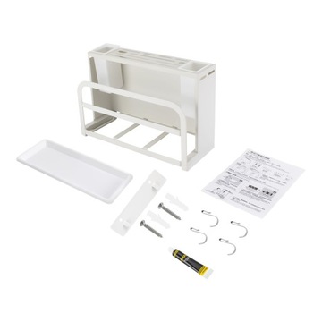 БЕЛАЯ ПОДСТАВКА ДЛЯ НОЖЕЙ КОНТЕЙНЕР УНИВЕРСАЛЬНЫЙ КУХОННЫЙ БЛОК С 4 КРЮЧКАМИ