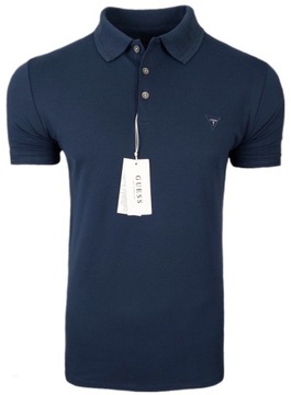 Guess Koszulka Polo męska Niebieska Regular FIT bawełna polówka męska r XL