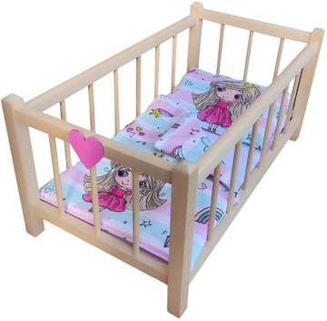 Деревянная ЛЮБИЛЬКА для КУКОЛ - кроватка + ХЛОПКОВОЕ ПОДСТЕЛЕНИЕ