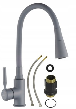 Смеситель для КУХНИ с гибким изливом, серый