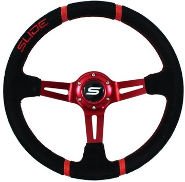 KIEROWNICA SPORTOWA SLIDE ZAMSZOWA 35cm CZERWONA + NABA DEDYKOWANA BMW E46