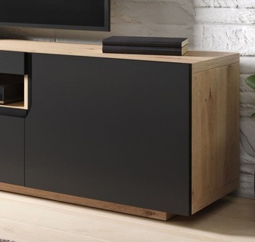 Тумба под ТВ 200 см, черный матовый, дуб Artisan Doze