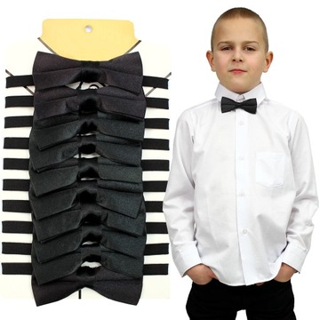 ELEGANCKA Satynowa MUCHA REGULOWANA Gumka CZARNA