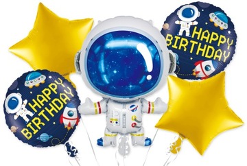 ZESTAW balony foliowe KOSMONAUTA urodziny Roczek