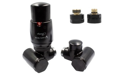 Zawory termost. INTEGRA czarny mat Pex16 mm lewy