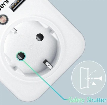 ЛЕНЦЕНТ Зарядное устройство 2x USB A, розетка 4 кВт, с полкой/книжным шкафом, ночное освещение
