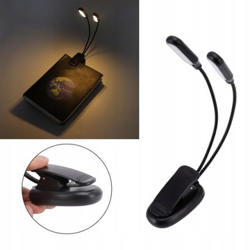 LAMPKA LED Z KLIPSEM DO CZYTANIA KSIĄŻEK 2 RAMI