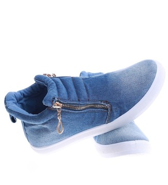 Niebieskie trampki damskie z wysoką cholewką snekaersy buty 14816 38