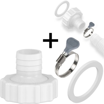 Redukcja Złączka Adapter Basenu 32x38mm z Nakrętką 60mm + OPASKA USZCZELKA