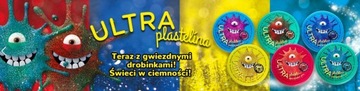 PLASTELINA ULTRA GWIEZDNY PYŁ 80G ŚWIECI W CIEMNOŚCI CZERWONO ZIELONA