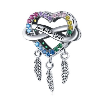 Charms SERCE FOREVER LOVE zawieszka S925 ŁAPACZ