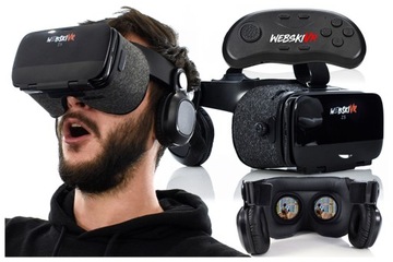 VR очки 3D очки 360 + наушники + пульт дистанционного управления для телефона