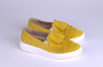 Żółte skórzane buty sportowe Slip On Kati 37