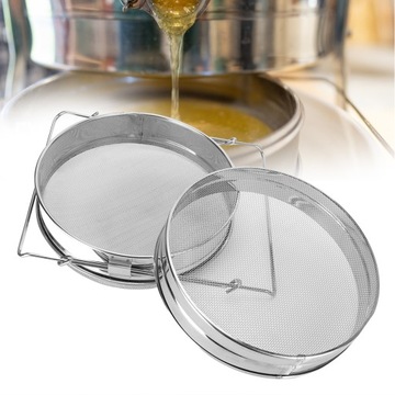 ДВОЙНОЙ СИТОК ИЗ НЕРЖАВЕЮЩЕЙ НЕРЖАВЕЮЩЕЙ, ТОЛСТЫЙ, ВЫПУКЛЫЙ СИТОК ДЛЯ МЕДА, 2 РАСШИРЯЕМЫХ СИТА