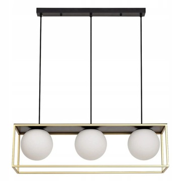 LAMPA WISZĄCA SZKLANE KULE CZARNA ZŁOTA RAMA APP1164