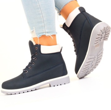 BOTKI ZIMOWE OCIEPLANE BUTY TRAPERY TIMBERKI