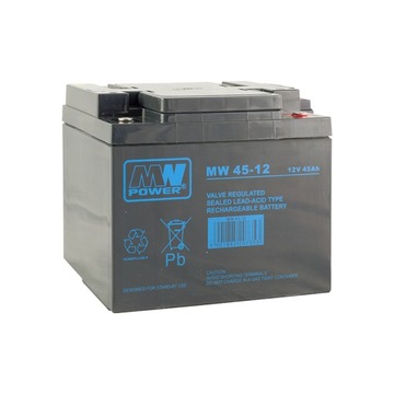 Akumulator 45Ah Bateria AGM nie Gel MW Power 12 V do UPS wózka łodzi